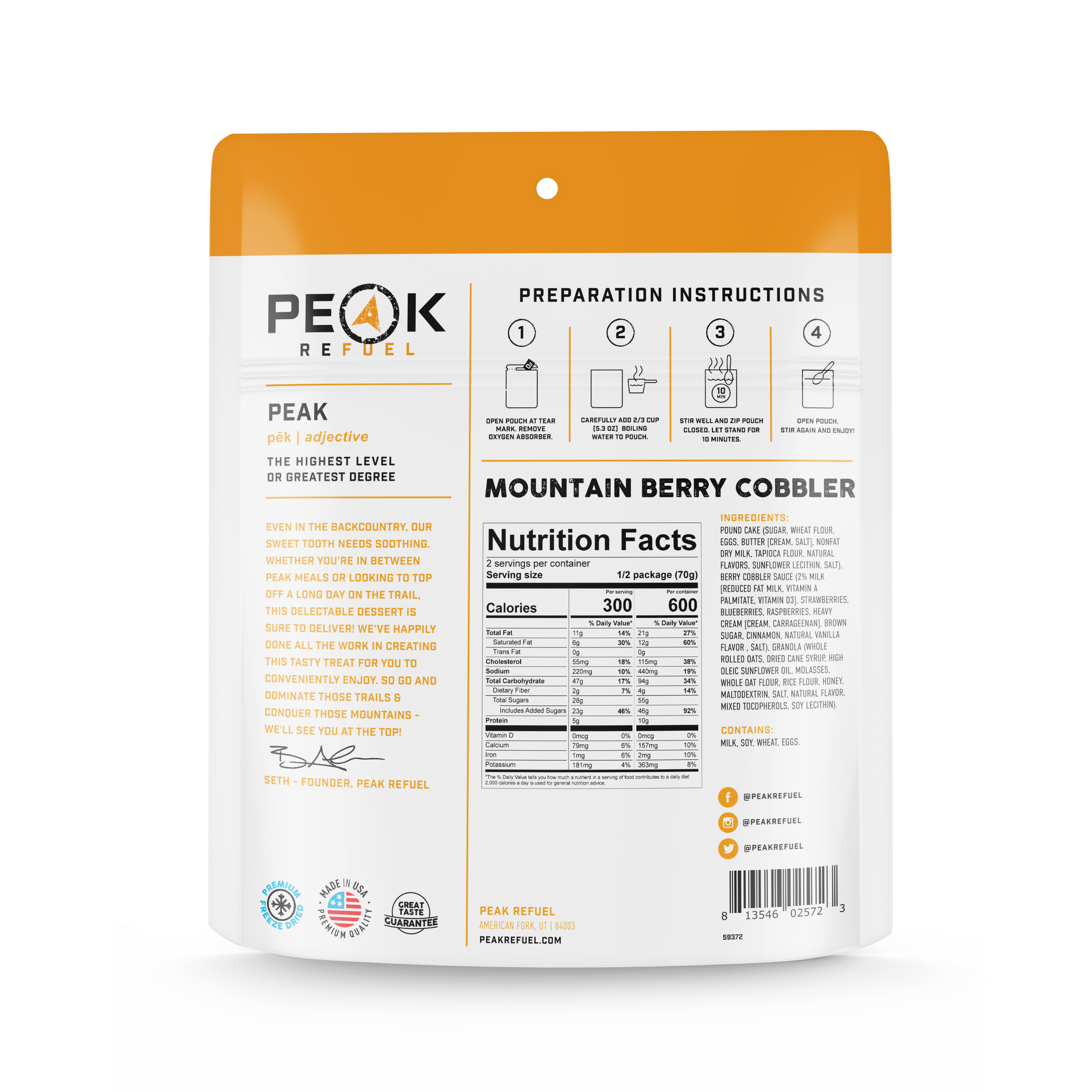 Peak Refuel Dessert Cobbler Variety Pack