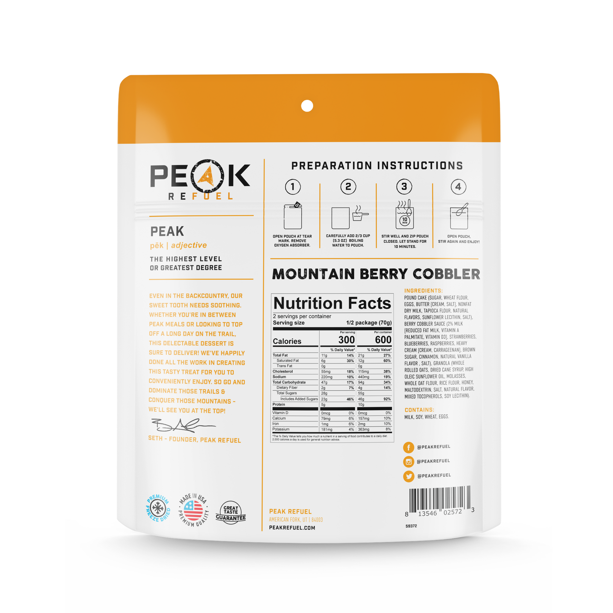 Peak Refuel Dessert Cobbler Variety Pack