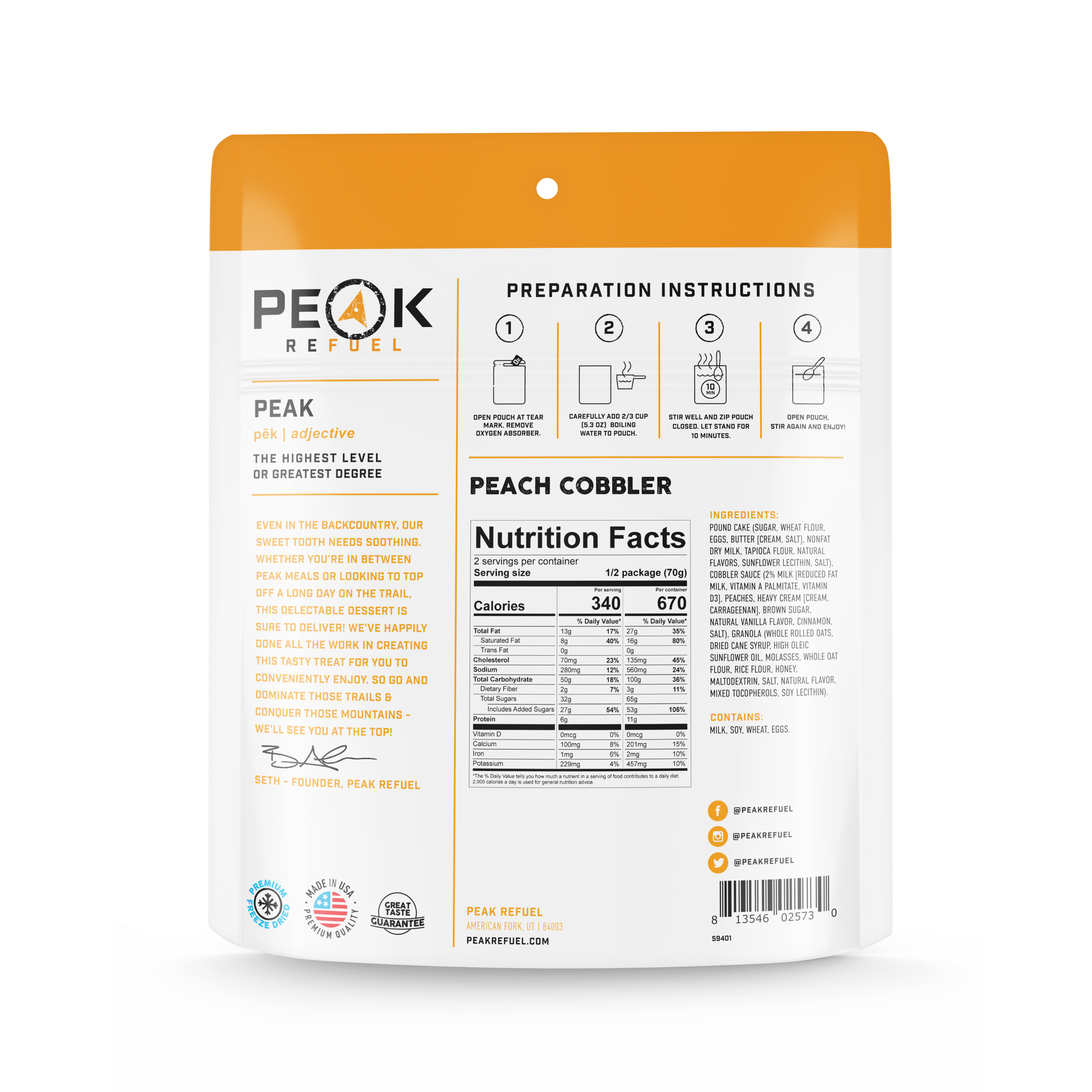 Peak Refuel Dessert Cobbler Variety Pack