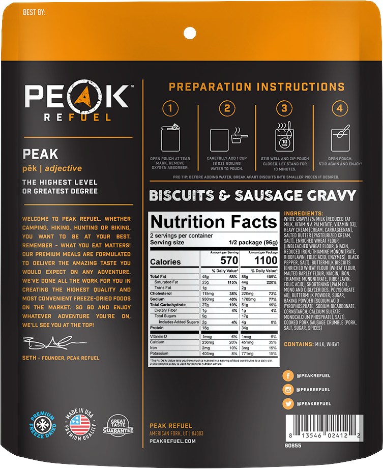 Peak Refuel Biscuits & Sausage Gravy