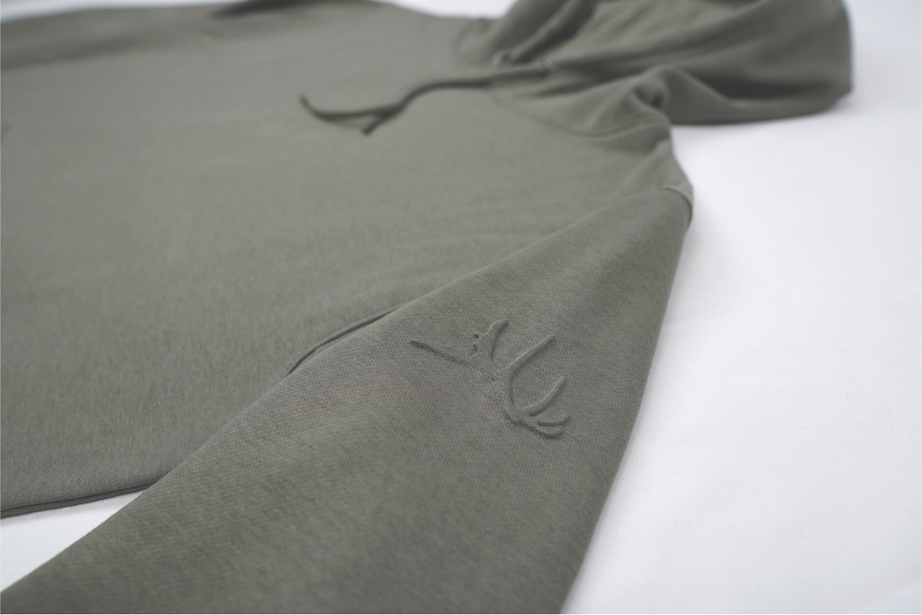 Sage Gray Embossed Hoodie Sleeve