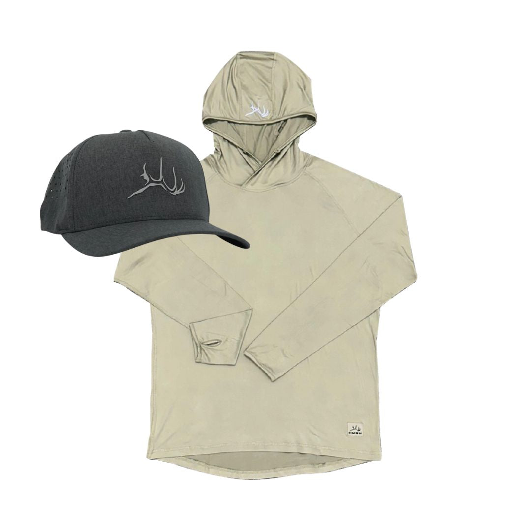 Tech Hoodie Hat Bundle Desert Tan Hushin