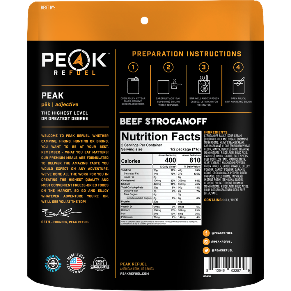 Peak Refuel Beef Stroganoff